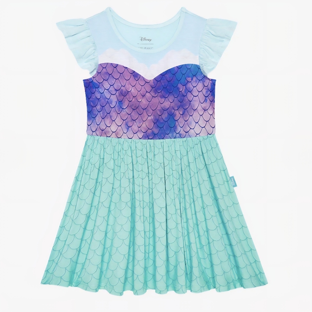Posh Peanut Aqua and Purple Mermaid Print Dress - Picture 2 of 8